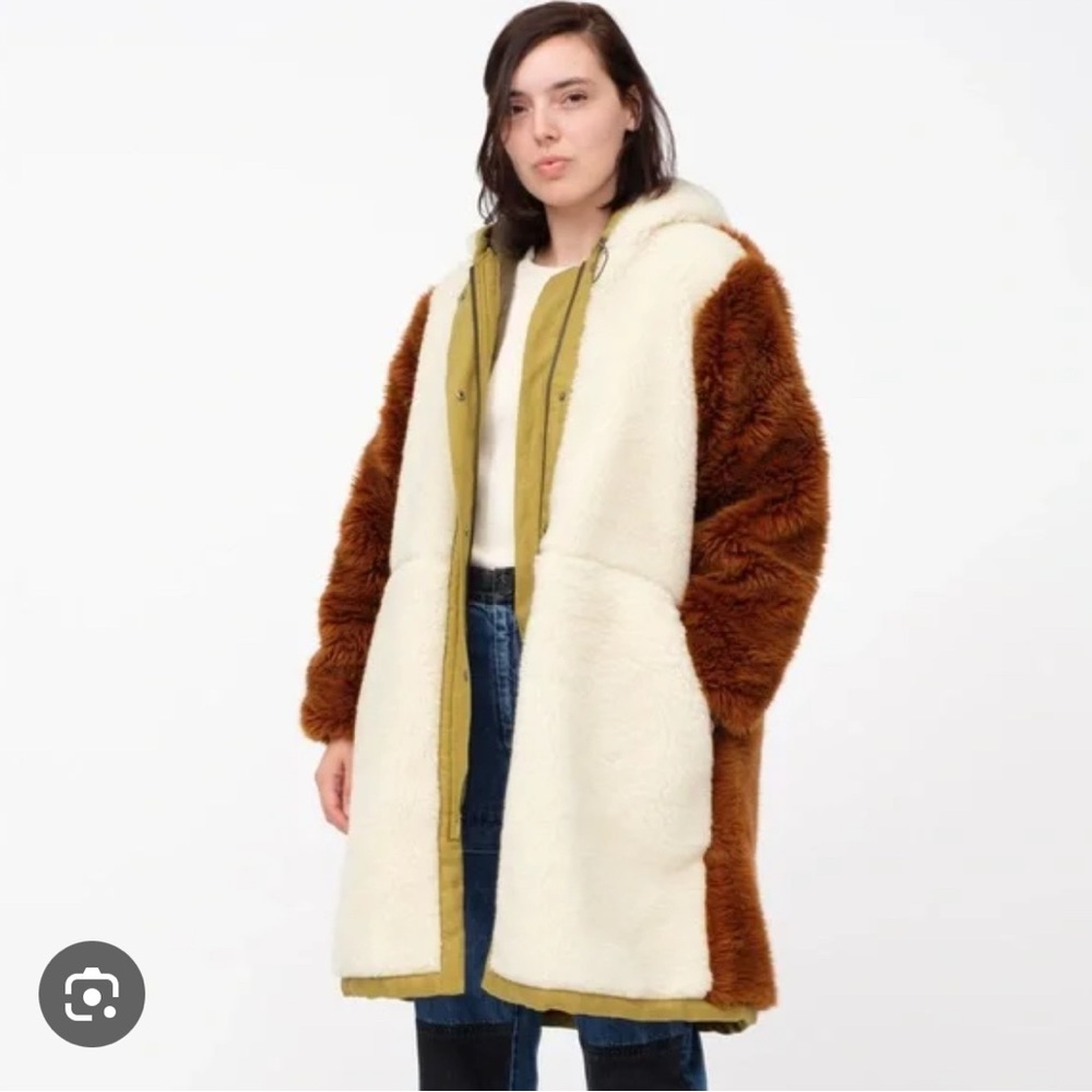 NWOT Sea New York Madeline Parka color block fur and fleece coat